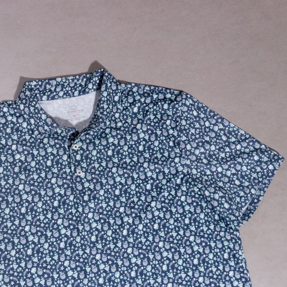 Southern Tide Brrr Polo Shirt Short Sleeve Performance Stretch Pineapple Fish XL - Picture 2 of 7